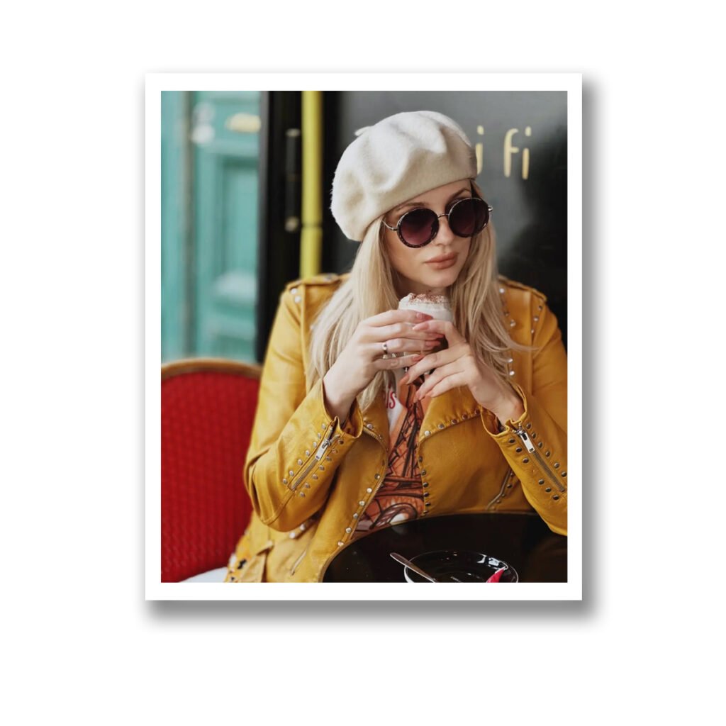 woman drink coffee vinyl magnet