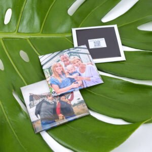 square custom metal magnet printed with a personal photo